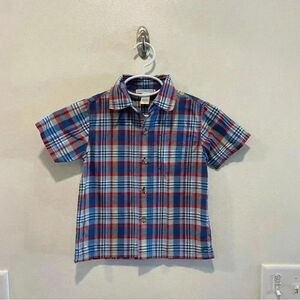 Janie And Jack Plaid Short Sleeve Button down Shirt 3t
